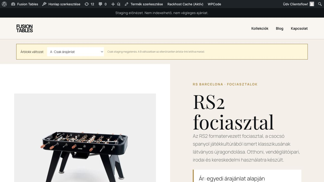 Az új RS2 termékoldal